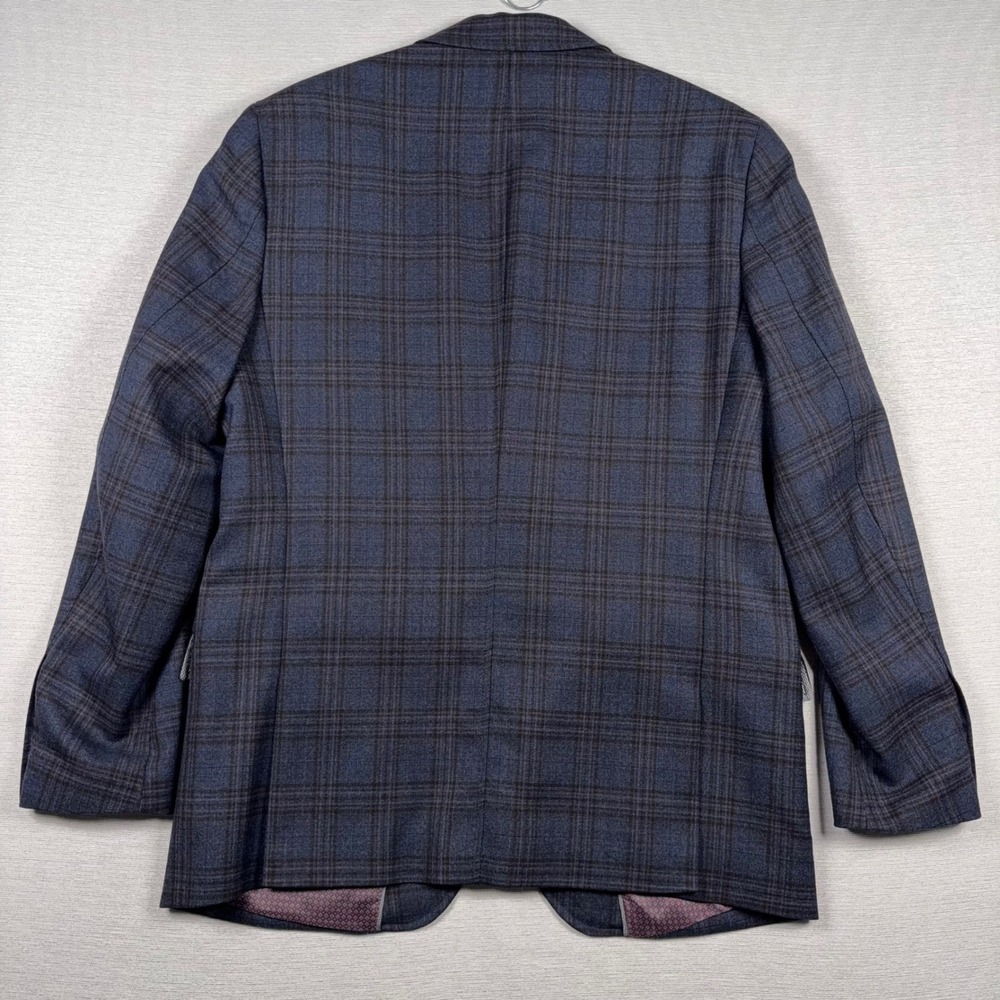 Johnston & Murphy Blazer Mens M Blue Plaid Wool 2-Button Sport Coat - Picture 15 of 16